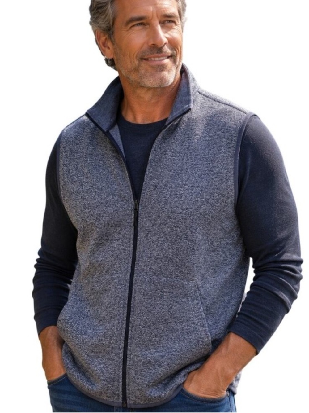 ROBERT GRAHAM Full Zip Heathered Blue Vest